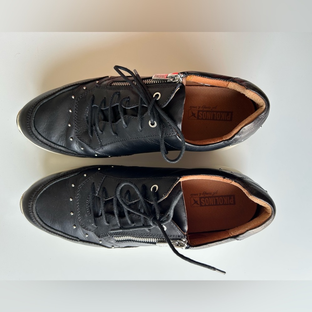 PIKOLINOS - SELLA Black and White Sneakers with Leather Upper - Picture 3 of 7